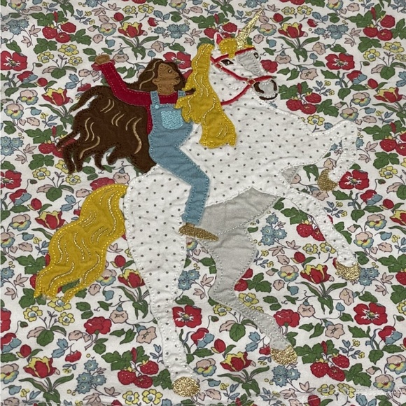 Mini Boden Unicorn AUTUMN BERRY Appliqué Dress - Picture 2 of 4